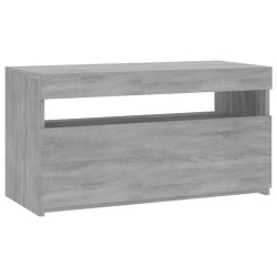 Móvel de TV com luzes LED 75x35x40 cm cinzento sonoma