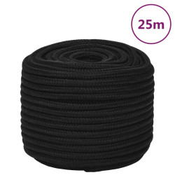 Corda de trabalho 12 mm 25 m poliéster preto
