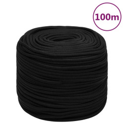 Corda de trabalho 10 mm 100 m poliéster preto