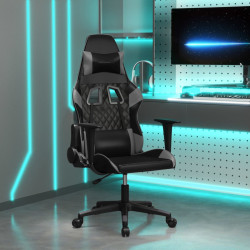 Cadeira gaming massagens couro artificial preto e cinzento
