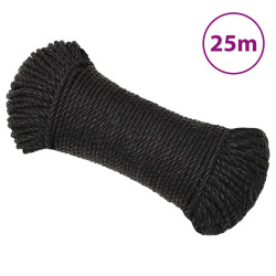 Corda de trabalho 3 mm 25 m poliéster preto