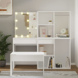 Conjunto toucador com leds madeira processada branco
