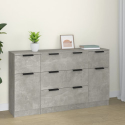 3 Pcs conjunto de aparadores madeira processada cinza cimento