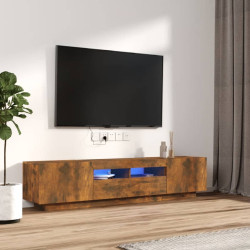Conjunto móveis de TV 2pcs c/ leds madeira carvalho fumado