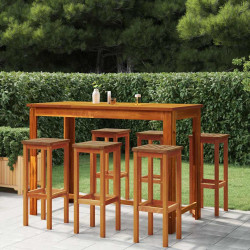 7 Pcs conjunto de bar para jardim madeira de acácia maciça