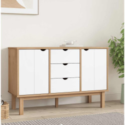 Aparador otta 113,5x43x73 cm pinho maciço castanho/branco
