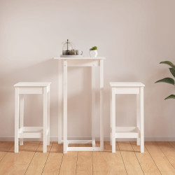 3 Pcs conjunto de bar pinho maciço branco