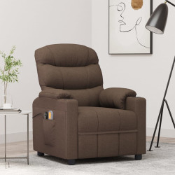 Poltrona de massagens elétrica reclinável tecido castanho