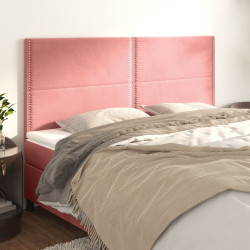 Cabeceira rosa 200x5x118/128 cm veludo