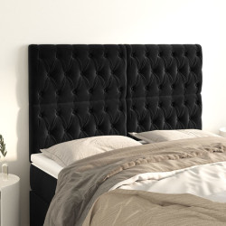 Cabeceira preta 144x7x118/128 cm veludo