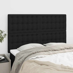 Cabeceira preta 144x5x118/128 cm tecido