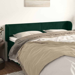 Cabeceira de cama c/ abas veludo 203x23x78/88cm verde-escuro