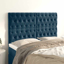 Cabeceira azul escuro 160x7x118/128 cm veludo