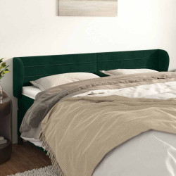 Cabeceira de cama c/ abas veludo 163x23x78/88cm verde-escuro