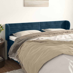 Cabeceira de cama c/ abas veludo 183x23x78/88cm azul-escuro