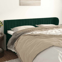 Cabeceira de cama c/ abas veludo 183x23x78/88cm verde-escuro