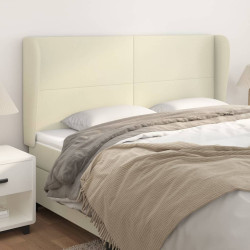 Cabeceira cama c/ abas couro artificial 163x23x118/128 cm creme