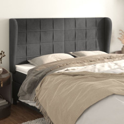 Cabeceira de cama c/ abas veludo 163x23x118/128 cm preto