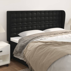 Cabeceira de cama c/ abas couro artif. 163x23x118/128 cm preto