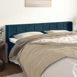 Cabeceira de cama c/ abas veludo 203x16x78/88cm azul-escuro