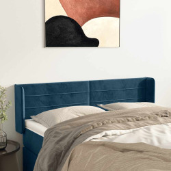 Cabeceira de cama c/ abas tecido 147x16x78/88cm azul-escuro