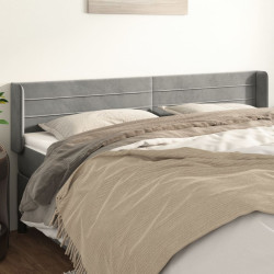 Cabeceira de cama c/ abas veludo 147x16x78/88 cm cinzento-claro