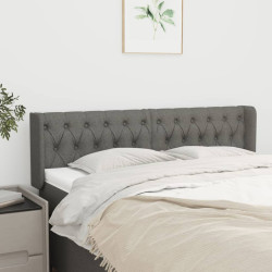 Cabeceira de cama c/ abas tecido 163x16x78/88cm cinzento-escuro