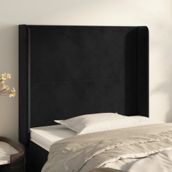 Cabeceira de cama c/ abas veludo 93x16x118/128 cm preto