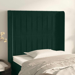Cabeceira cama c/ abas veludo 103x16x118/128 cm verde-escuro