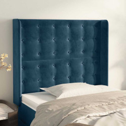 Cabeceira cama c/ abas veludo 103x16x118/128 cm azul-escuro