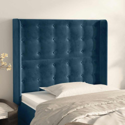 Cabeceira cama c/ abas veludo 83x16x118/128 cm azul-escuro