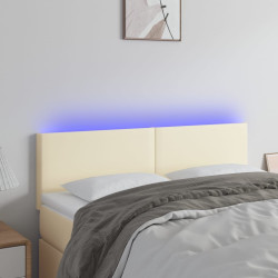 Cabeceira de cama c/ LED 144x5x78/88 cm couro artificial creme