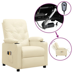 Poltrona de massagens elétrica couro artificial cor creme