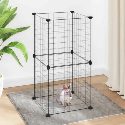 Gaiola p/ animais de estimação com 8 painéis 35x35 cm aço preto