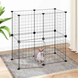 Gaiola p/ animais de 12 painéis c/porta 35x35 cm aço preto