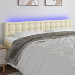 Cabeceira de cama c/ LED 200x5x78/88 cm couro artificial creme