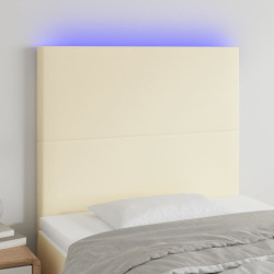 Cabeceira de cama c/ LED 80x5x118/128cm couro artificial crème