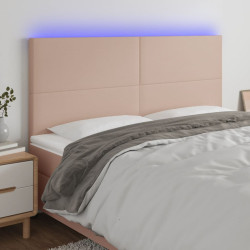 Cabeceira cama c/ LED couro artif. 180x5x118/128cm cappuccino
