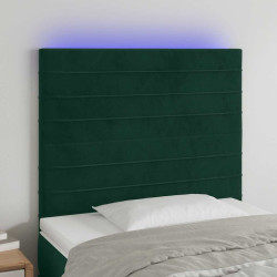 Cabeceira de cama c/ LED veludo 80x5x118/128 cm verde-escuro