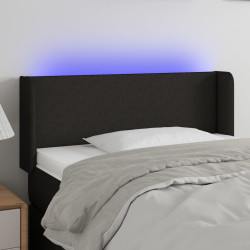 Cabeceira de cama c/ luzes LED tecido 103x16x78/88 cm preto
