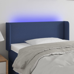 Cabeceira de cama c/ luzes LED tecido 83x16x78/88 cm azul