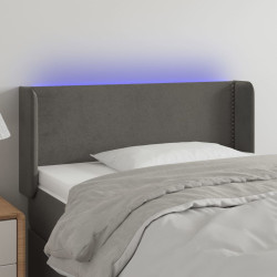Cabeceira cama c/ luzes LED veludo 103x16x78/88 cm cinza-escuro