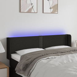 Cabeceira de cama c/ luzes LED tecido 147x16x78/88 cm preto
