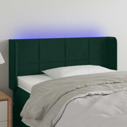 Cabeceira cama c/ luzes LED veludo 83x16x78/88 cm verde-escuro