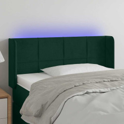 Cabeceira cama c/ luzes LED veludo 103x16x78/88 cm verde-escuro