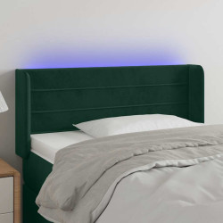 Cabeceira cama c/ luzes LED veludo 103x16x78/88 cm verde-escuro