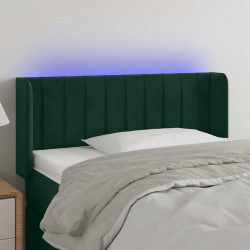 Cabeceira cama c/ luzes LED veludo 93x16x78/88 cm verde-escuro
