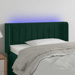 Cabeceira cama c/ luzes LED veludo 83x16x78/88 cm verde-escuro