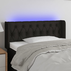 Cabeceira de cama c/ luzes LED tecido 103x16x78/88 cm preto