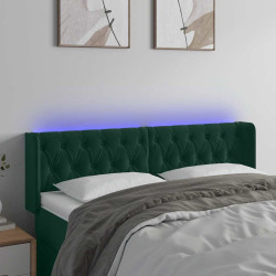 Cabeceira cama c/ luzes LED veludo 163x16x78/88 cm verde-escuro